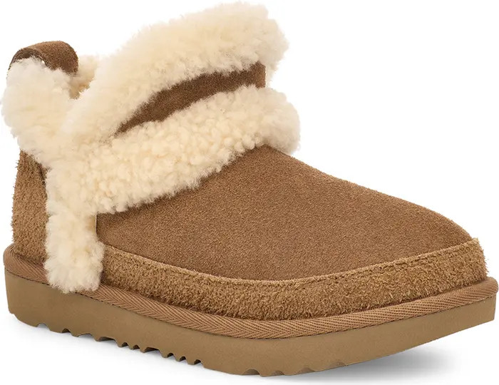 UGG® Classic Ultra Mini Spillseam Genuine Shearling Bootie | Nordstromrack | Nordstrom Rack