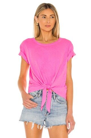 SUNDRY Tie Front T-Shirt in Neon Pink from Revolve.com | Revolve Clothing (Global)