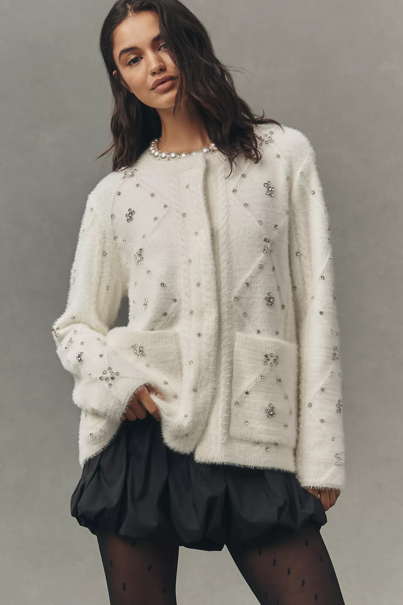 NVLT Encrusted Cable-Knit Lady Jacket | Anthropologie (US)