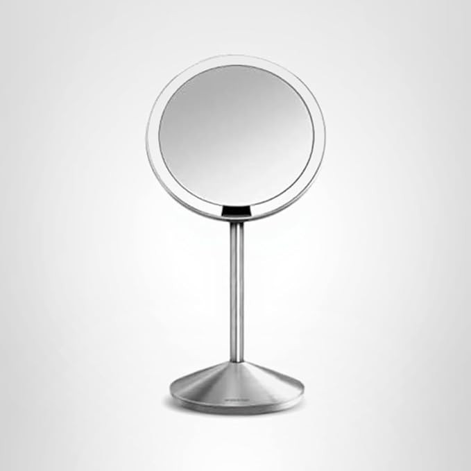 simplehuman Sensor Mirror, 5" Round Rechargeable Mini Travel Makeup Mirror, 10x Magnification, Br... | Amazon (US)