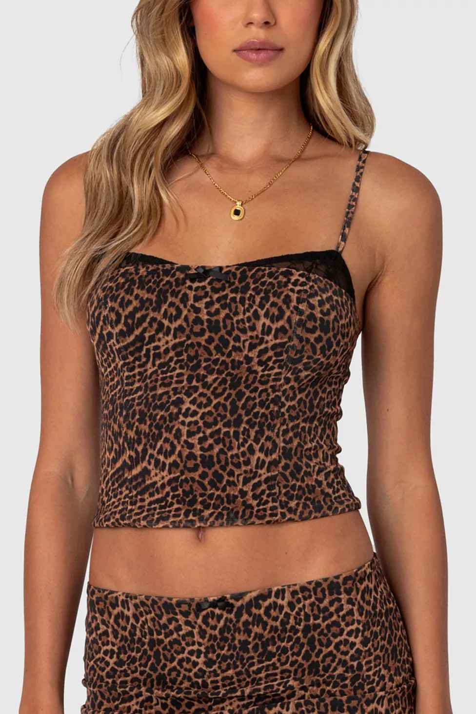 Edikted Edin Leopard Print Mesh Bra Top | Urban Outfitters (US and RoW)