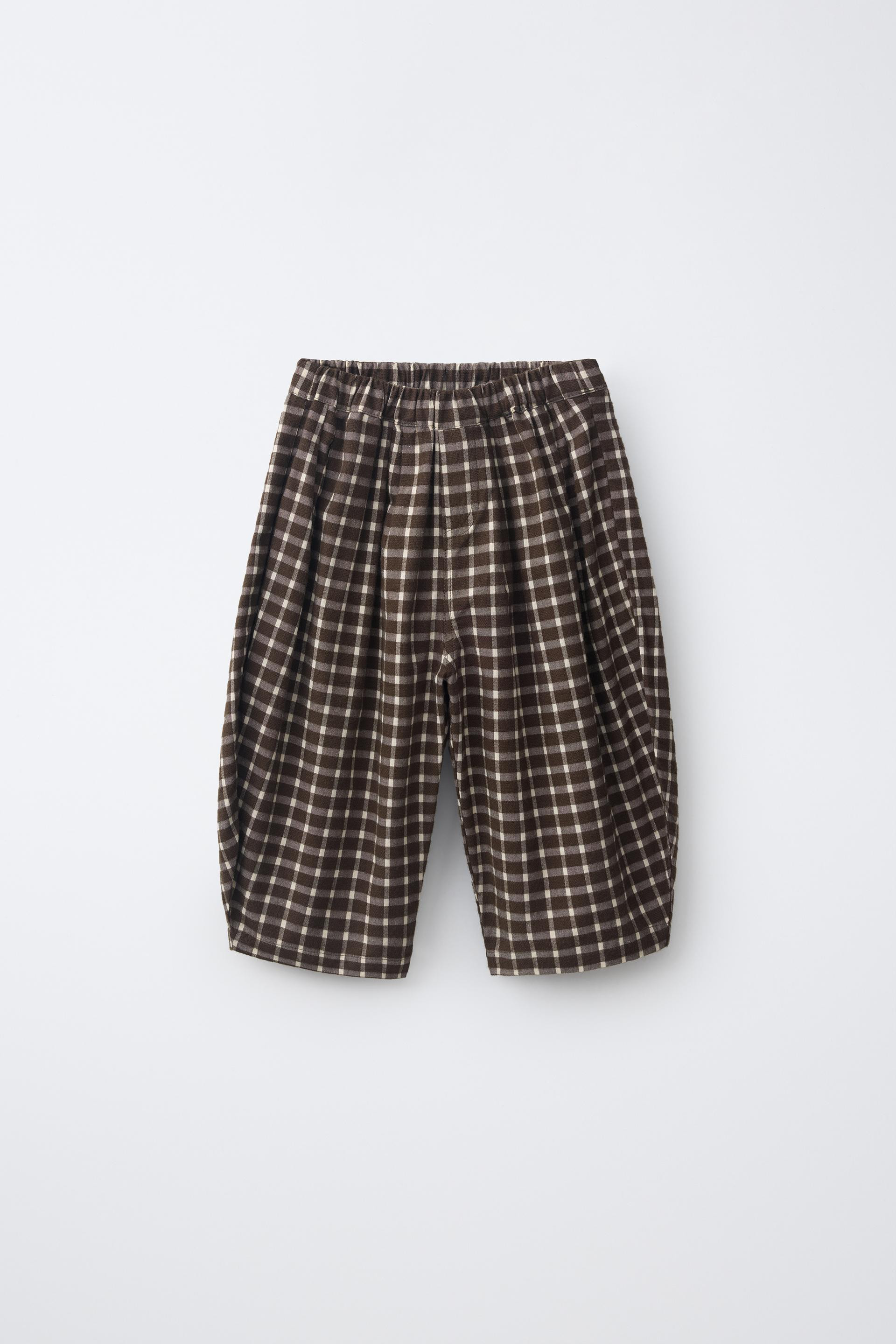 Zara - Plaid Baggy Pants - Chocolate - 4 Years (40,9 Inches) - Kids | Zara US