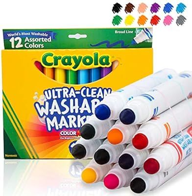 Crayola Ultra Clean Washable Markers, Broad Line, 12 Count | Amazon (US)