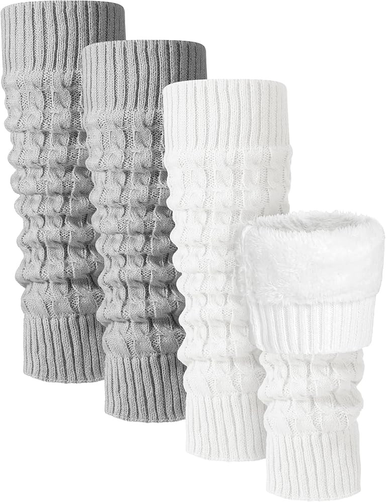 Shihanee 2 Pairs Winter Fleece Lined Leg Warmers for Women Warm Long Boot Socks Knit Thick Calf W... | Amazon (US)