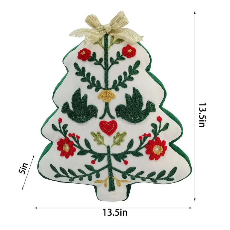 Velvet Tree Shaped Christmas Pillow,Width is 13.5inch,Height is 13.5inch,by Holiday Time - Walmar... | Walmart (US)
