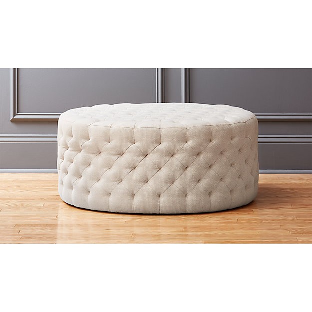 tufted natural ottoman | CB2