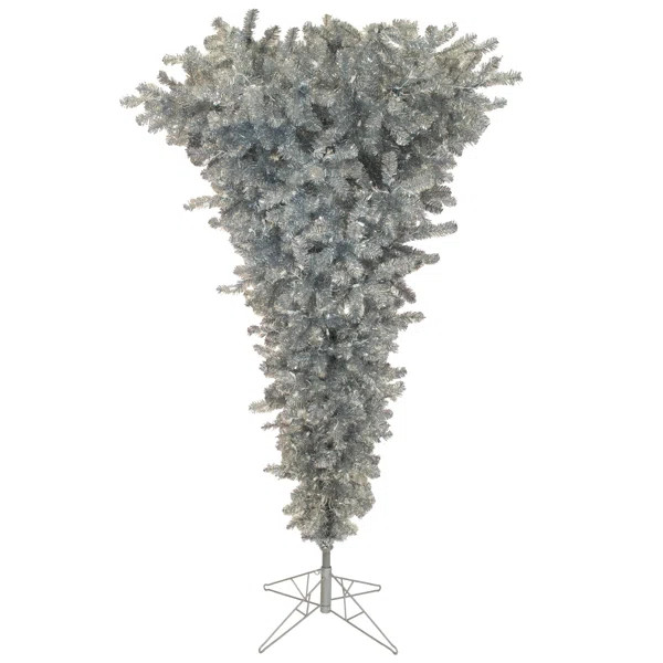 7.5' Silver Upside Down Artificial Christmas Tree  with Stand | Wayfair North America
