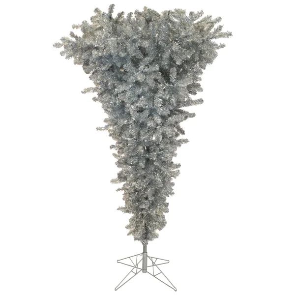 7.5' Silver Upside Down Artificial Christmas Tree  with Stand | Wayfair North America