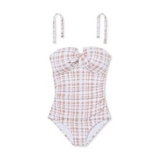 Women's Textured Pique Tie-Front High Coverage One Piece Swimsuit - Kona Sol™ | Target