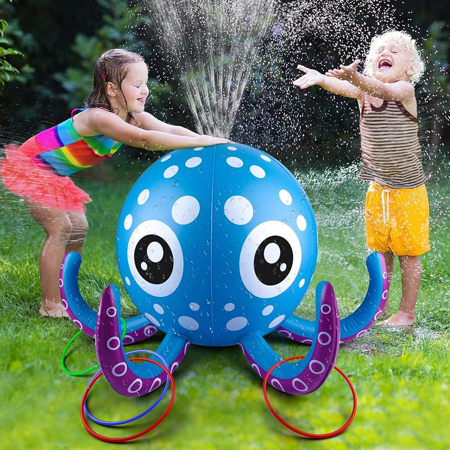 Sprinkler for Kids Inflatable Octopus Water Toys with 6 Rings, Summer Outdoor Toys Backyard Water... | Amazon (US)