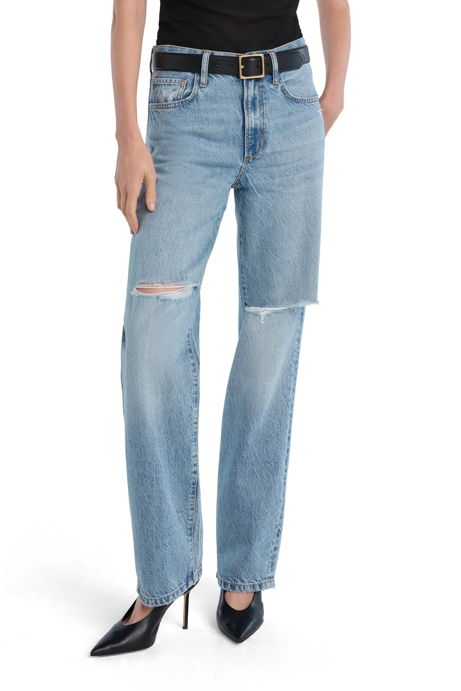 The Tommy Low Slung Ripped Straight Leg Jeans (Women) | Nordstrom | Nordstrom