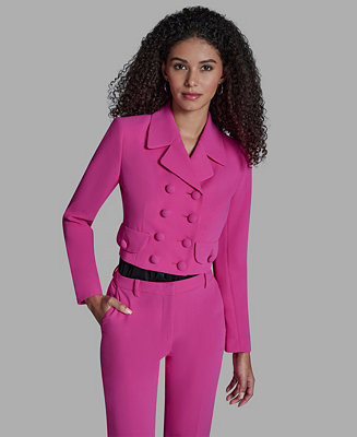 Women's Cropped Double Breasted Collared Jacket | Macy's