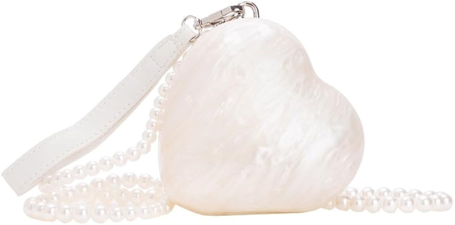 Marble Acrylic Clutch Purses for Women, Cute Love Heart Purse with Pearl Chain Handbag White Clut... | Amazon (US)