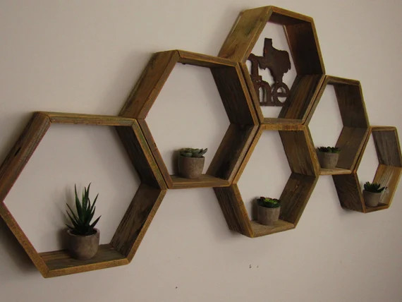 RECLAIMED 6 Hexagon Shelf SET of (6)  ***TEXAS Made***  Reclaimed hexagon shelves, perfect for nu... | Etsy (US)