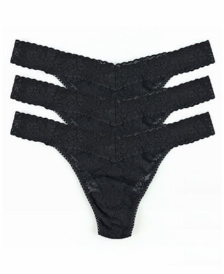 Women's Daily Lace Orignal Rise 3 Pack Thong Underwear | Macy's