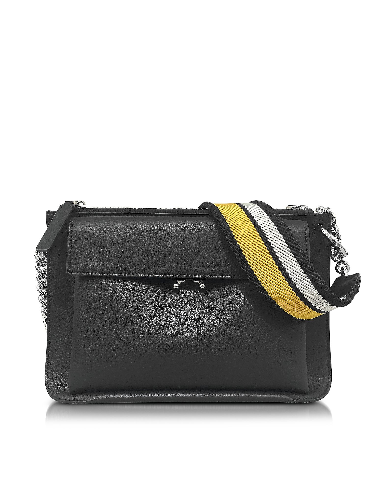 Marni Black Leather Large Pocket Bandoleer Bag | Forzieri APAC