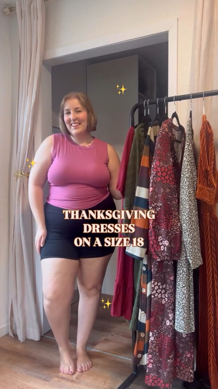 Thanksgiving dresses on a size 18! 
Sizing (in order) 
- 2X
- XL
- XXL Plus
- XXL
- XXL Plus
- XXL Plus (runs big) 
- 18 Plus



#LTKPlusSize #LTKSeasonal #LTKHoliday