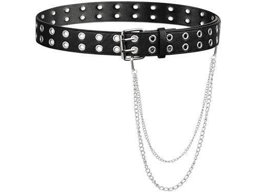 Sacina Black PU Leather Belt With Detachable Chain, Emo Punk Grunge Jewelry, Gothic Black Studded... | Amazon (US)