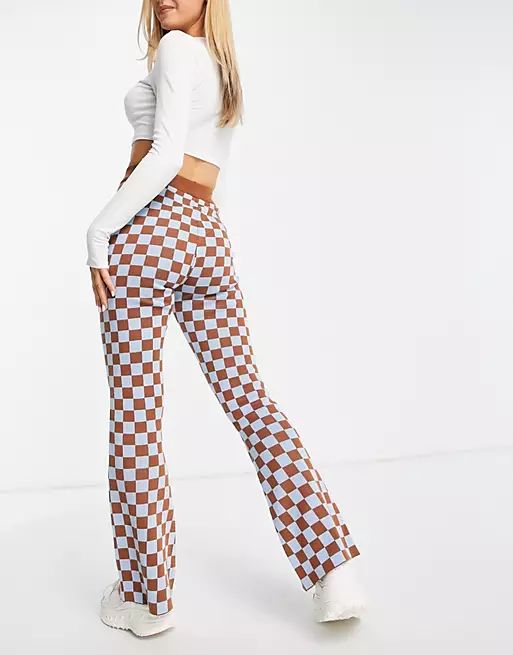 Daisy Street relaxed flares in checkerboard knit co-ord | ASOS (Global)