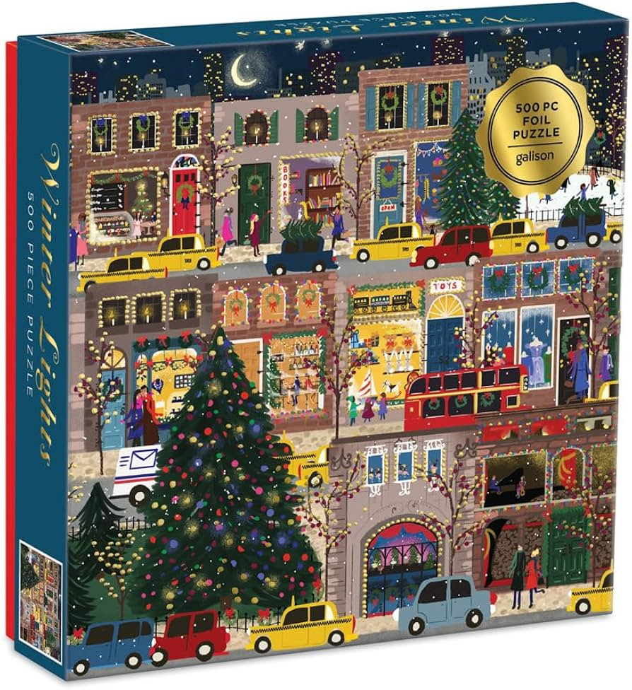 Galison Winter Lights Foil Puzzle 500 Pieces – Holiday Jigsaw Puzzle Featuring Festive City Sce... | Amazon (US)