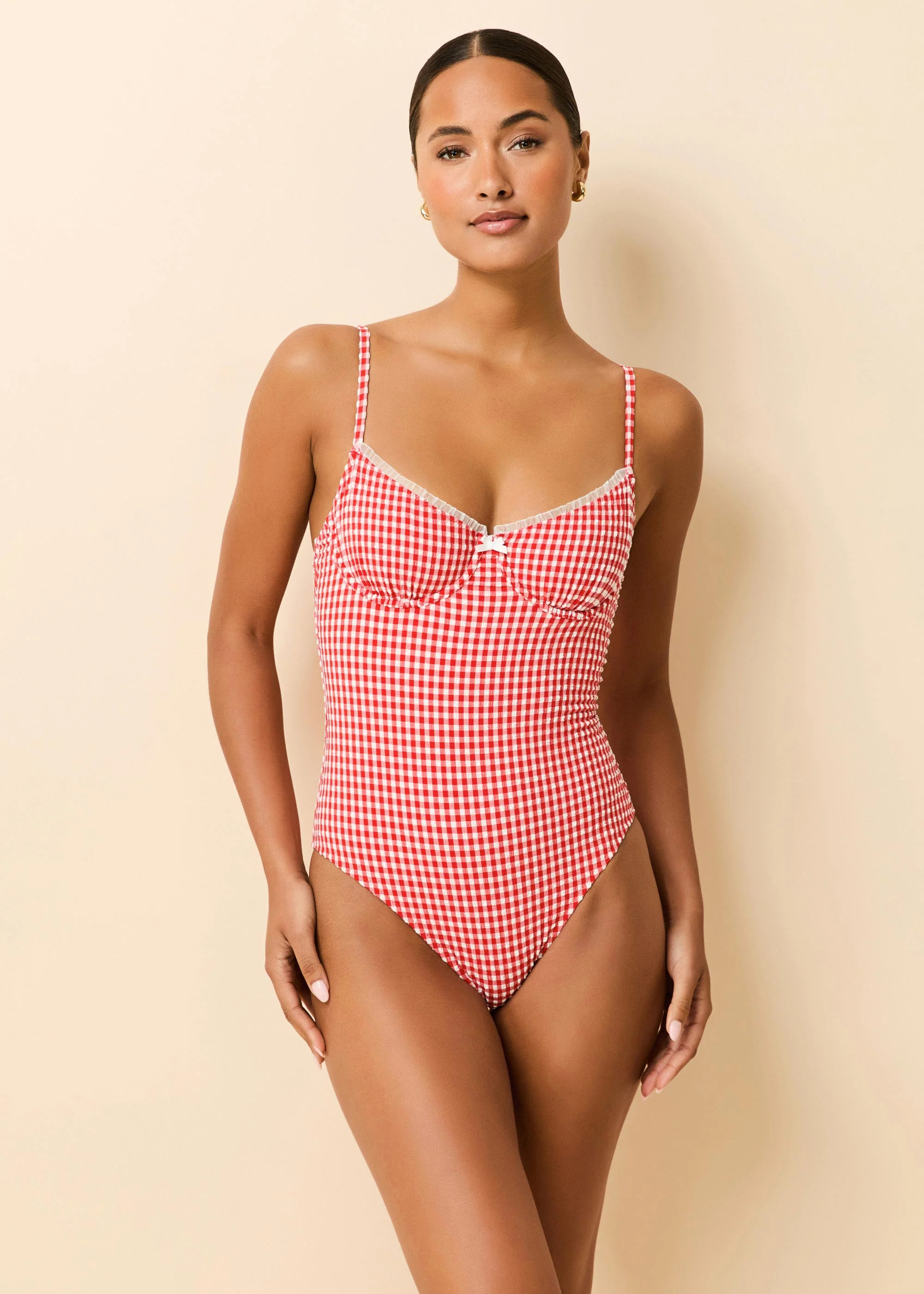 Taylor One Piece Red Gingham | Solid & Striped