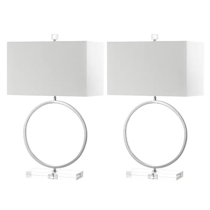 Set of 2 Phoenix Table Lamps (Includes LED Light Bulb) Chrome - Safavieh | Target