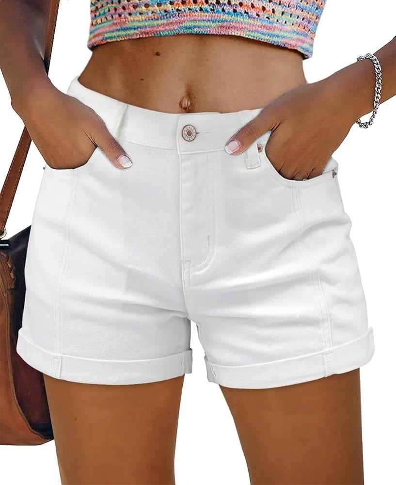 SANMM 2024 Jean Shorts for Women Casual Stretchy Denim Summer Hot Short | Amazon (US)