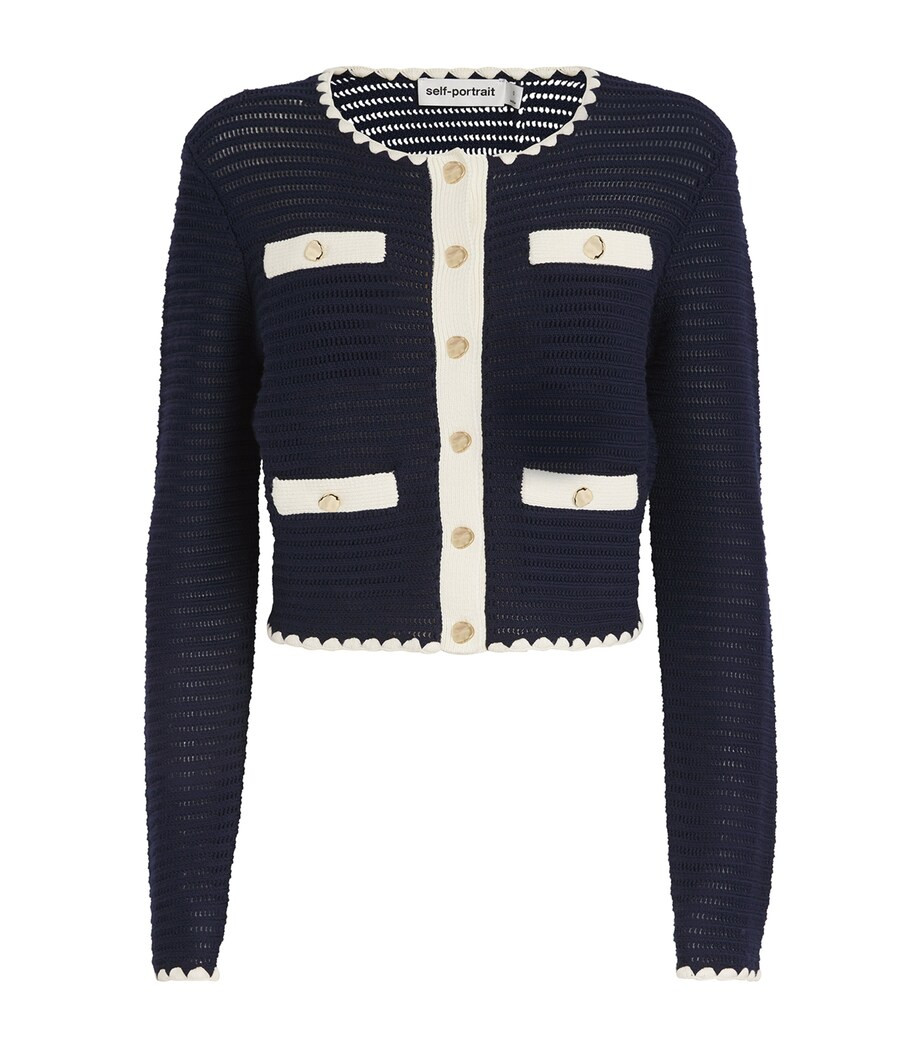 Contrast-Trim Crochet Cardigan | Harrods