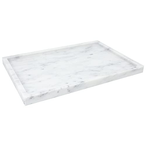 100% Natural Marble Serving Tray Luxury Marble Storage Tray for Home Decor Stone Tray for Bathroom/Kitchen/Vanity/Dresser,Plate Holder for Tissues, Candles, Towel | Amazon (US)