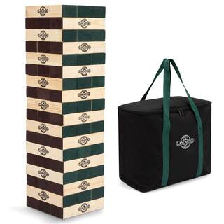 · LANCASTER · GAMING COMPANY Giant Wooden Tumbling Tower Outdoor Game, Black and Pine | The Home Depot