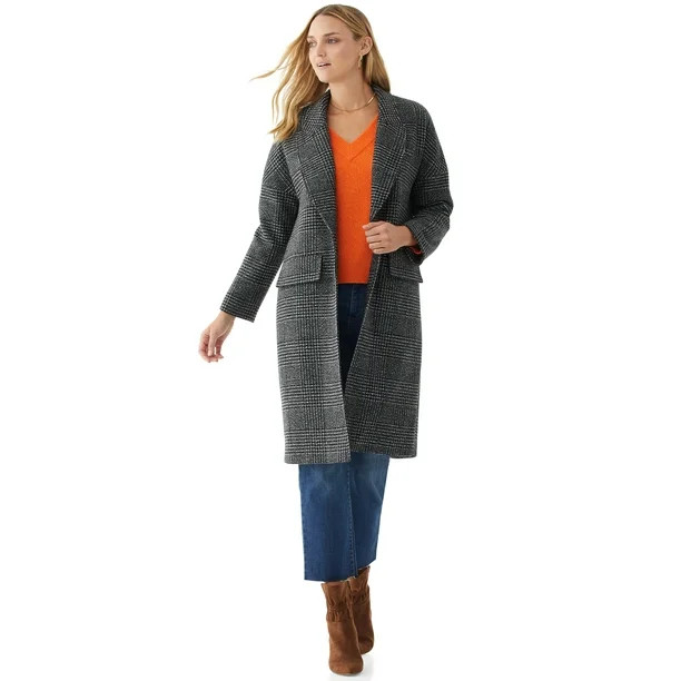 Scoop Women's Long Plaid Coat | Walmart (US)