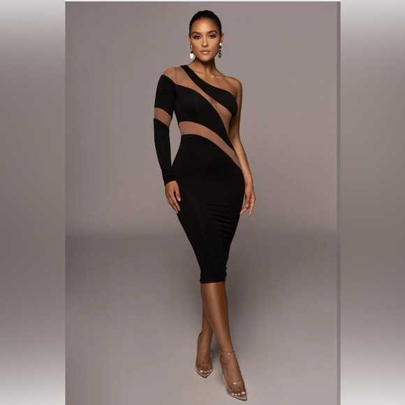 JLUXLABEL BLACK EYES FOR YOU MIDI DRESS | Poshmark