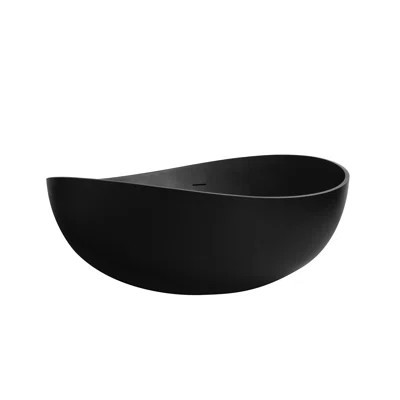 Modern Noir 63'' Freestanding Soaking Solid Surface Bathtub | Wayfair North America