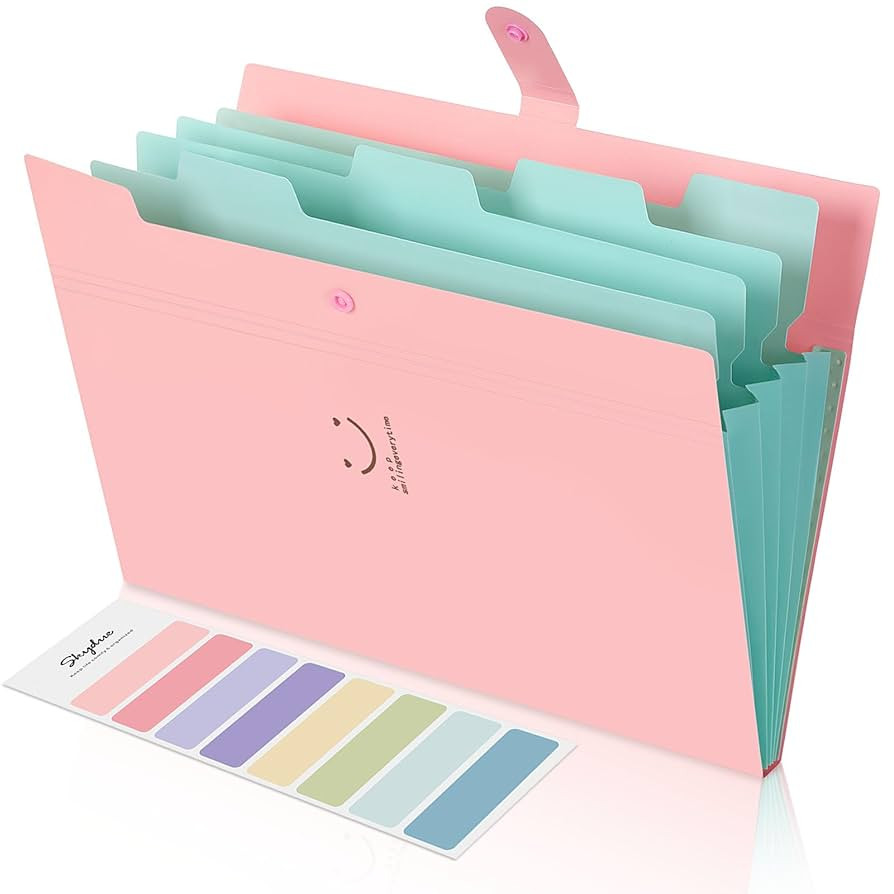 SKYDUE Expanding File Folder 5 Pockets, Skydue Letter A4 Paper Accordion Document Organizer (Pink... | Amazon (US)