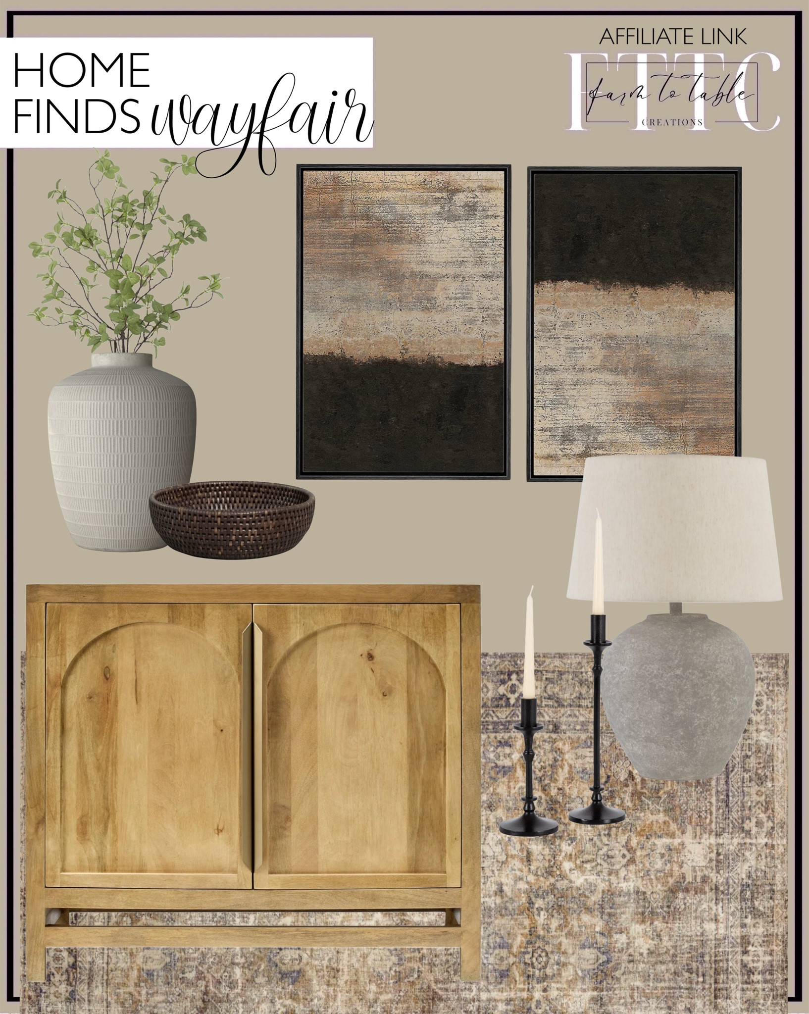 Wayfair Home Finds. Follow @farmtotablecreations on Instagram for more inspiration.

Modern Arched Cabinet. Abstract Art.  Skila Table Lamp. Candlestick Set. Kimona Ceramic Table Vase. Ficus Twig Leaf. Morgan Sunset Ink Loloi Rug. Camden Wicker Bowl. 

Entryway | Spring Refresh |  Bedroom Finds | Neutral Stems | Spring Stems | Bookshelf Decor | Bedroom Space | Cozy Corner | Bathroom | Curated Entryway | Spring  Decor | End of Year Clearance | Trending Decor | Viral Decor | Amazon Holiday | Bedroom corner | Coffee Table Decor | Neutral Decor | Fall Stem Sale | Target Finds | Skinny Bench | Bedroom | Living Room | Breakfast Nook | Amazon Home | Target Sale | Loloi Rugs | Magnolia Home | console table | console table styling | faux stems | entryway space | front porch decor | neutral decor | entryway decor | cozy home | affordable decor |  home decor | home inspiration | console styling | entryway rug | cozy moody home | moody home decor | neutral home | bathroom decor | living room | spring decor | Hearth & Hand | Studio McGee




#LTKSaleAlert #LTKHome #LTKFindsUnder50