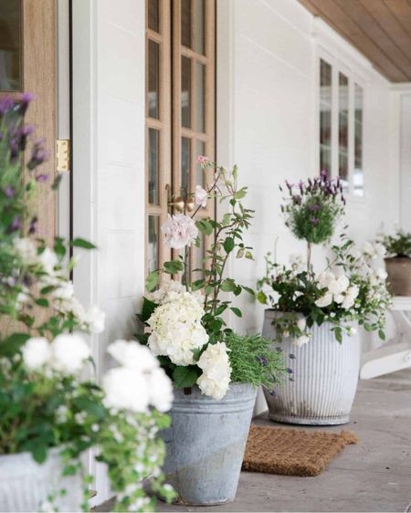 Summer front porch and flower pots - porch decorating modern farmhouse, cottage porch, flower pots  

#LTKhome