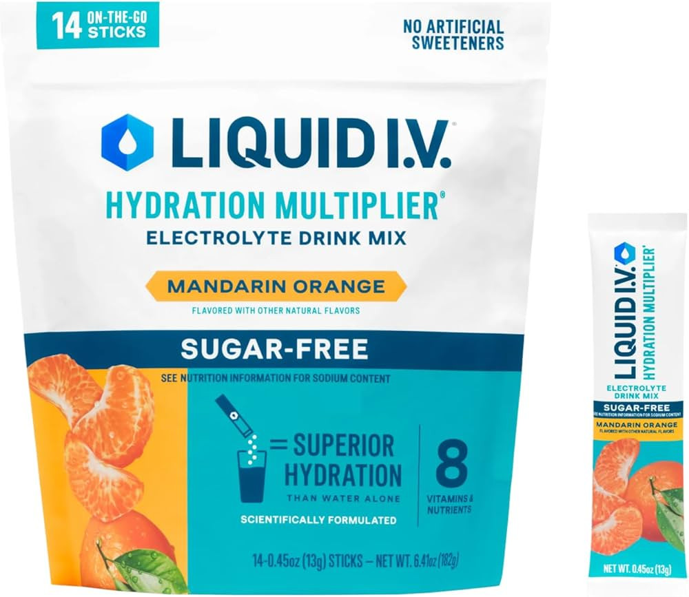 Liquid I.V.\u00ae Hydration Multiplier Sugar - Free - Mandarin Orange | Electrolyte Powder Drink ... | Amazon (US)