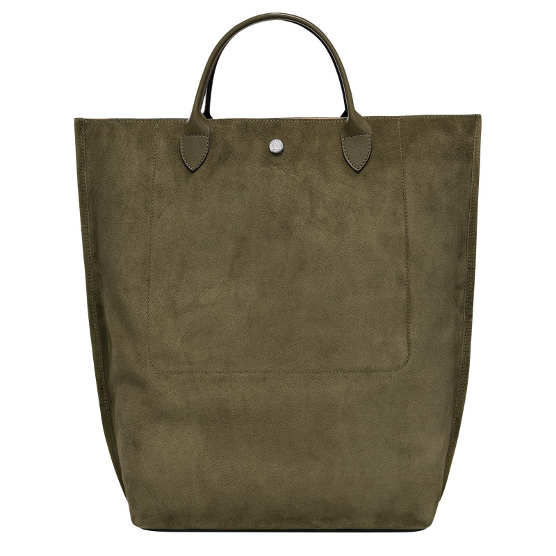 Cabas Longchamp M Tote bag Khaki - Leather | Longchamp GB | Longchamp