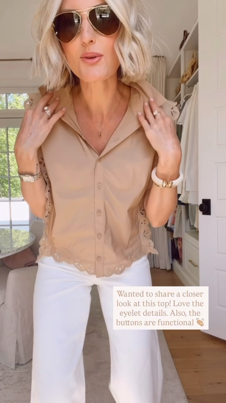 Obsessed with the detailing on this top 😍 love that it has functional buttons too! Wearing XS/4. Loverly Grey, Loft, Target find, spring fashion, spring outfit ideas, white denim outfit, white jeans outfit

#LTKSeasonal #LTKootd