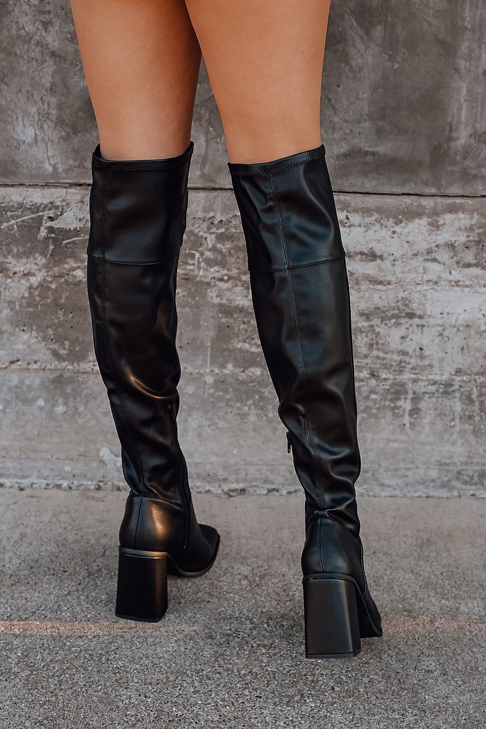 Valkyrie Black Square Toe Over the Knee Boots | Lulus (US)