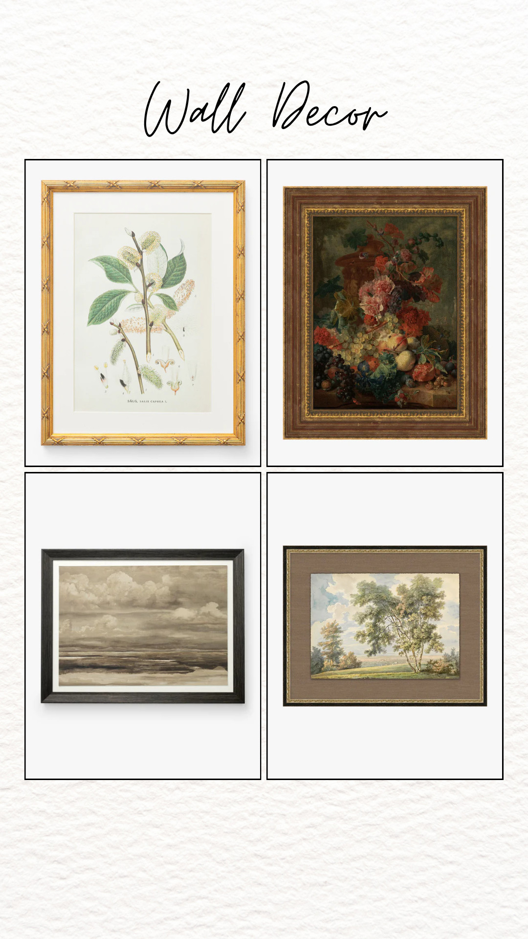 Vintage inspired wall decor with classic frames and timeless artwork adds warmth character and an elegant collected feel to any space. #WallDecor #VintageArt #HomeDecor #ClassicInteriors #GalleryWall #InteriorStyle #TimelessDesign #NeutralDecor #AntiqueStyle #HomeInspo #TraditionalDecor #ArtPrints #ElegantHome #DecorInspo 

 #LTKHome