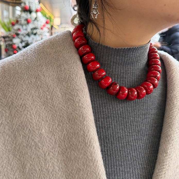 Miniature Semi-Precious Stone & Oversized Multi-Color Resin Bead Statement Necklace - 17"+3" Exte... | Amazon (US)