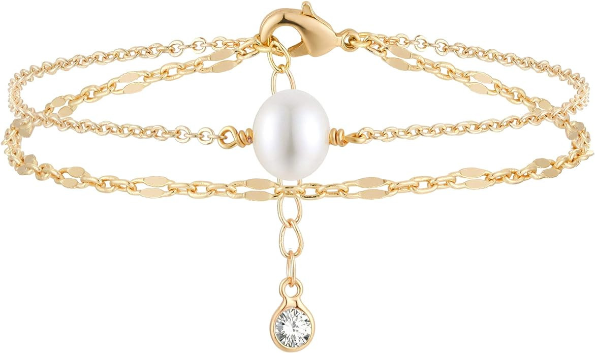 MEVECCO Bracelet for Women 14K Gold Plated Dainty Chain Simple Jewelry Cute Handmade Minimalist f... | Amazon (US)