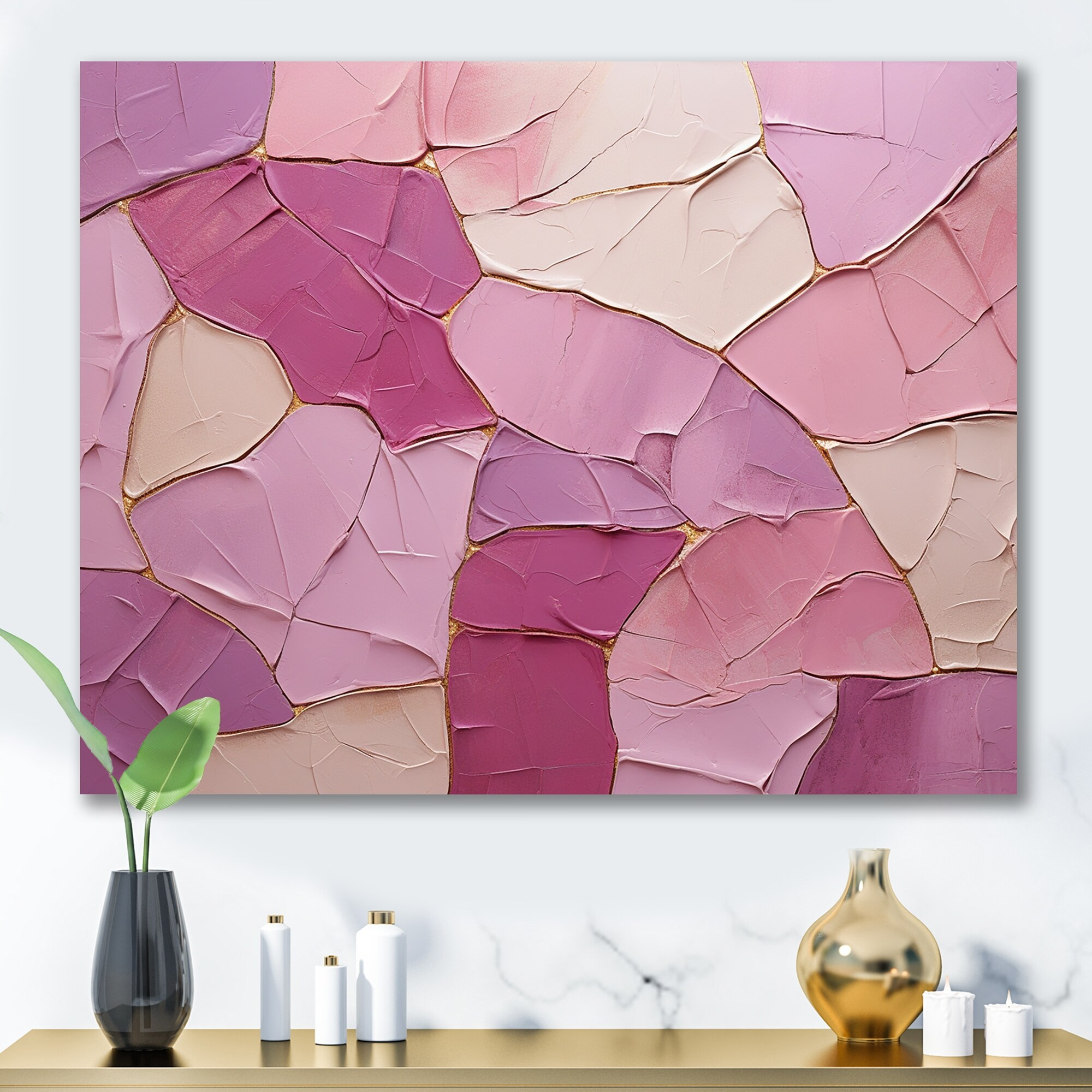 Designart "Pink Purple Minimalism Poteries " Abstract Spirals Wall Art | Bed Bath & Beyond