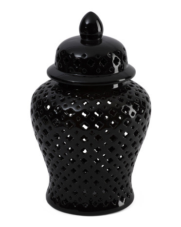 18in Pierced Ceramic  Temple Jar With Lid | Pillows & Decor | Marshalls | Marshalls