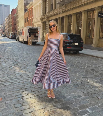 The Margot Dress - Firecracker Stripe Firecracker Stripe / M | Hill House Home US