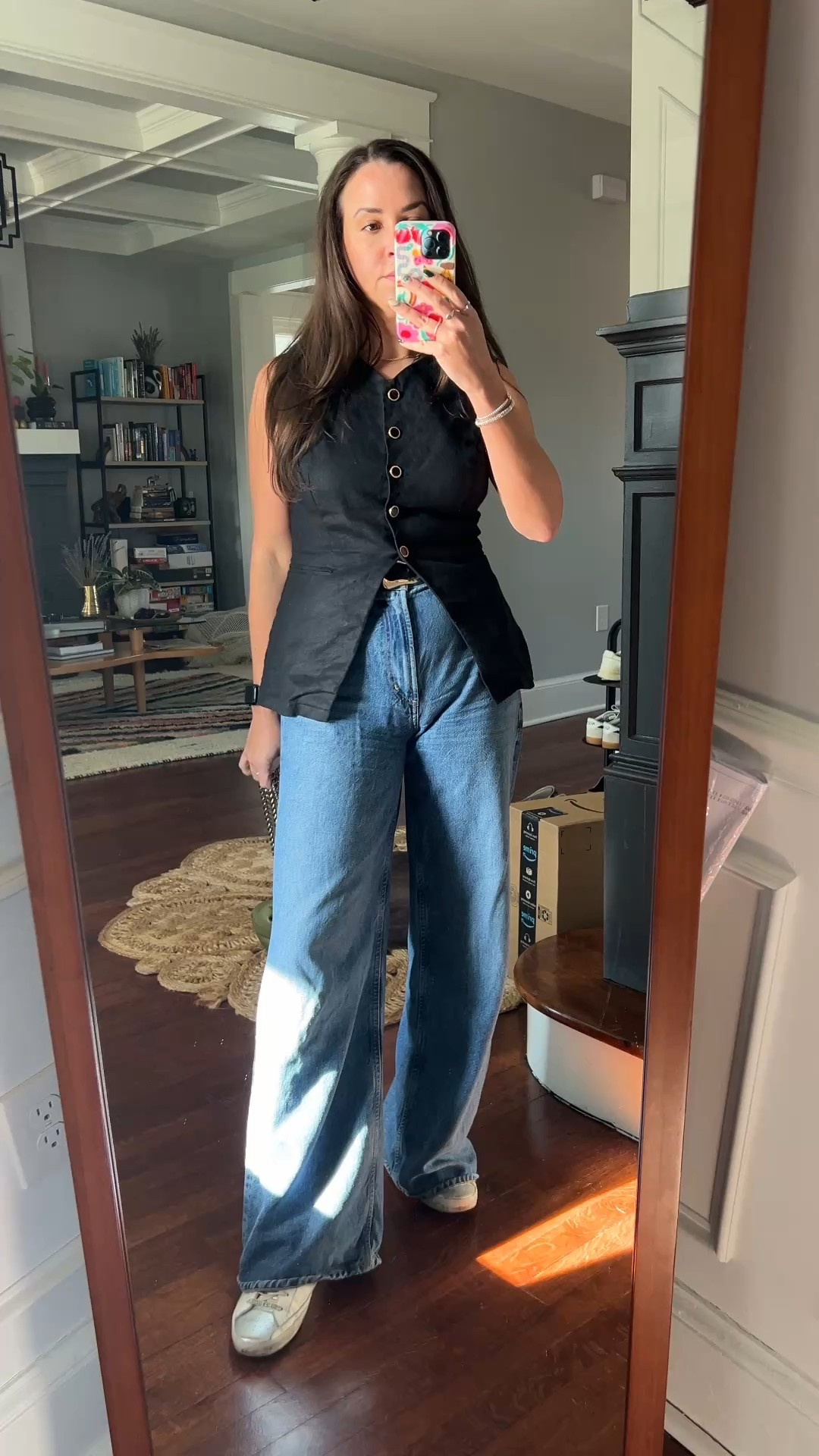 Black linen top. Black vest. Linen vest. Baggy pants. Wide leg pants. Reformation. Spring outfit. Spring style. Casual outfit. 

#LTKWatchNow #LTKFindsUnder100 #LTKSaleAlert