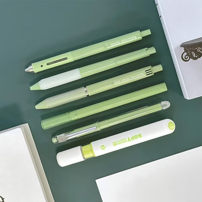 Wrapables 5 Gel Pens + 1 Highlighter Writing Set, 0.5mm Black Ink Pens, for Bible Studies, Journaling, Home and Office, Green | Target