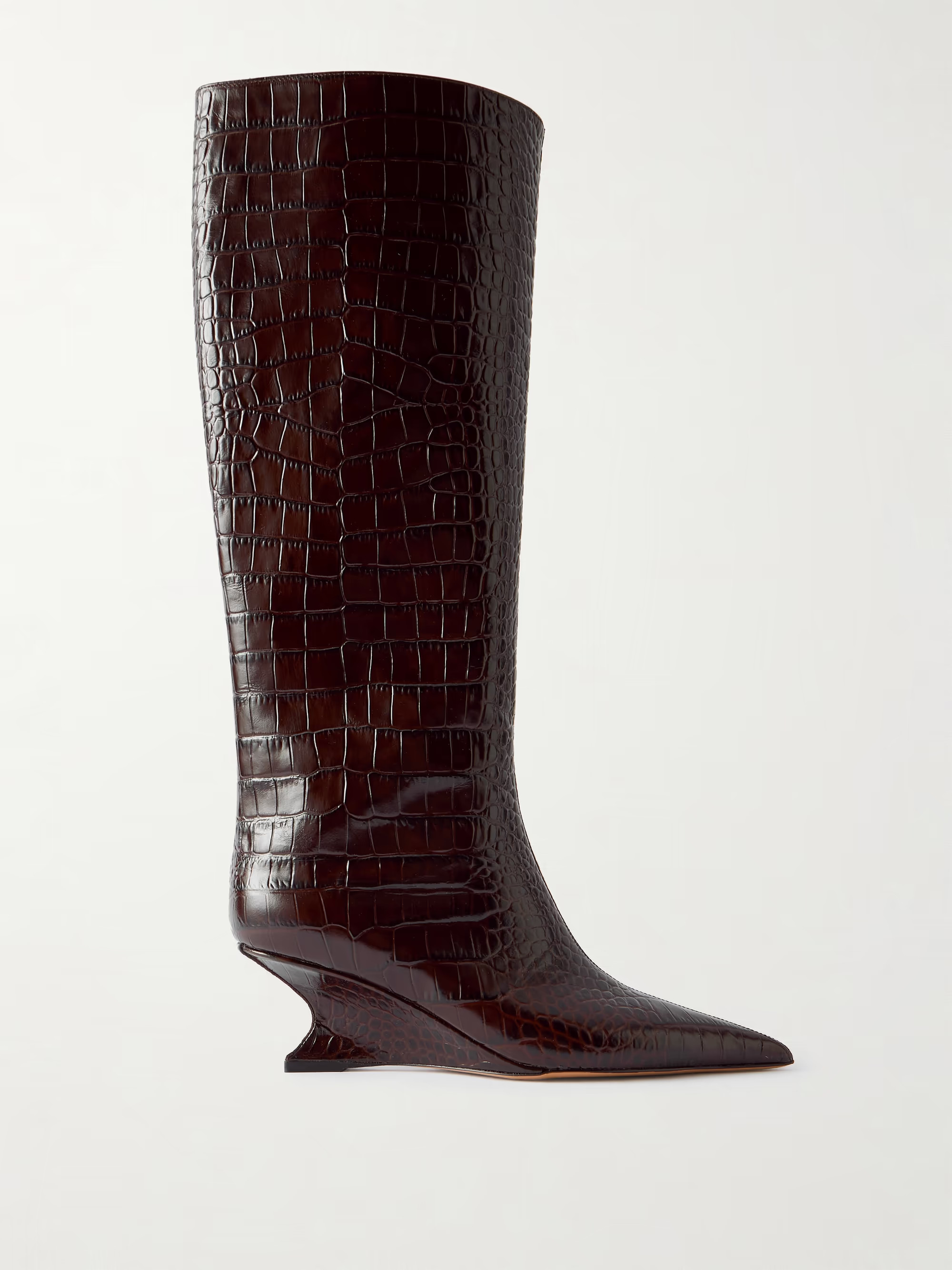 Nina croc-effect leather knee boots | NET-A-PORTER (UK & EU)
