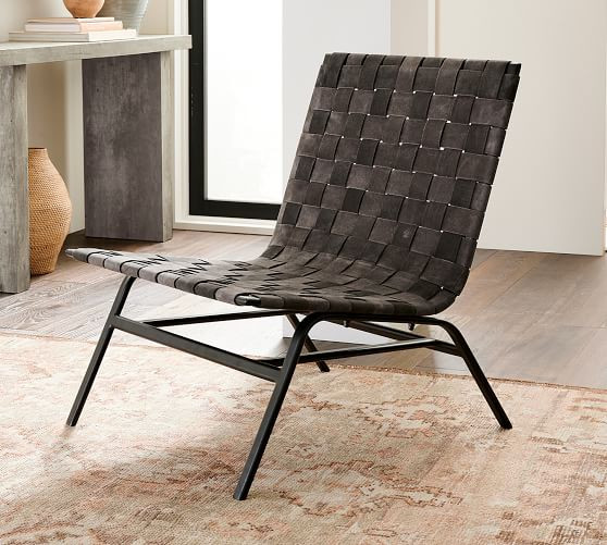 Shay Woven Leather Accent Chair | Pottery Barn (US)